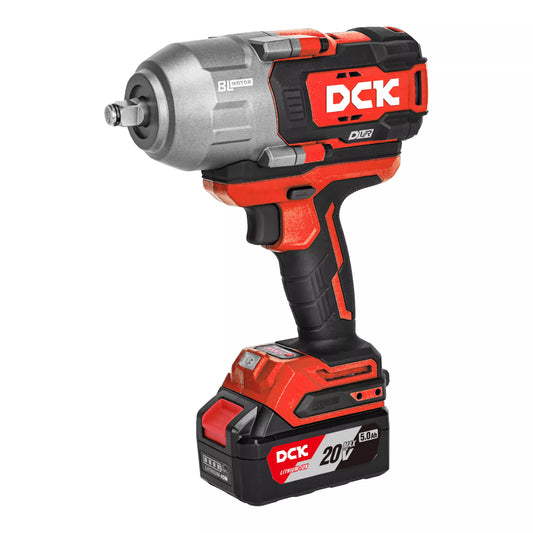 Akumuliatorinis bešepetėlinis smūginis veržliasukis 1218Nm. 1/2, 20V, KDPB1218FK, DCK (2x5,0Ah akumuliatorius, įkroviklis)