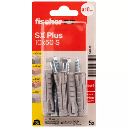 FISCHER kaiščiai su varžtais SX Plus S, 10x50 mm, 5 vnt.