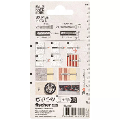 FISCHER kaiščiai su varžtais SX Plus S, 14x70 mm, 2 vnt.
