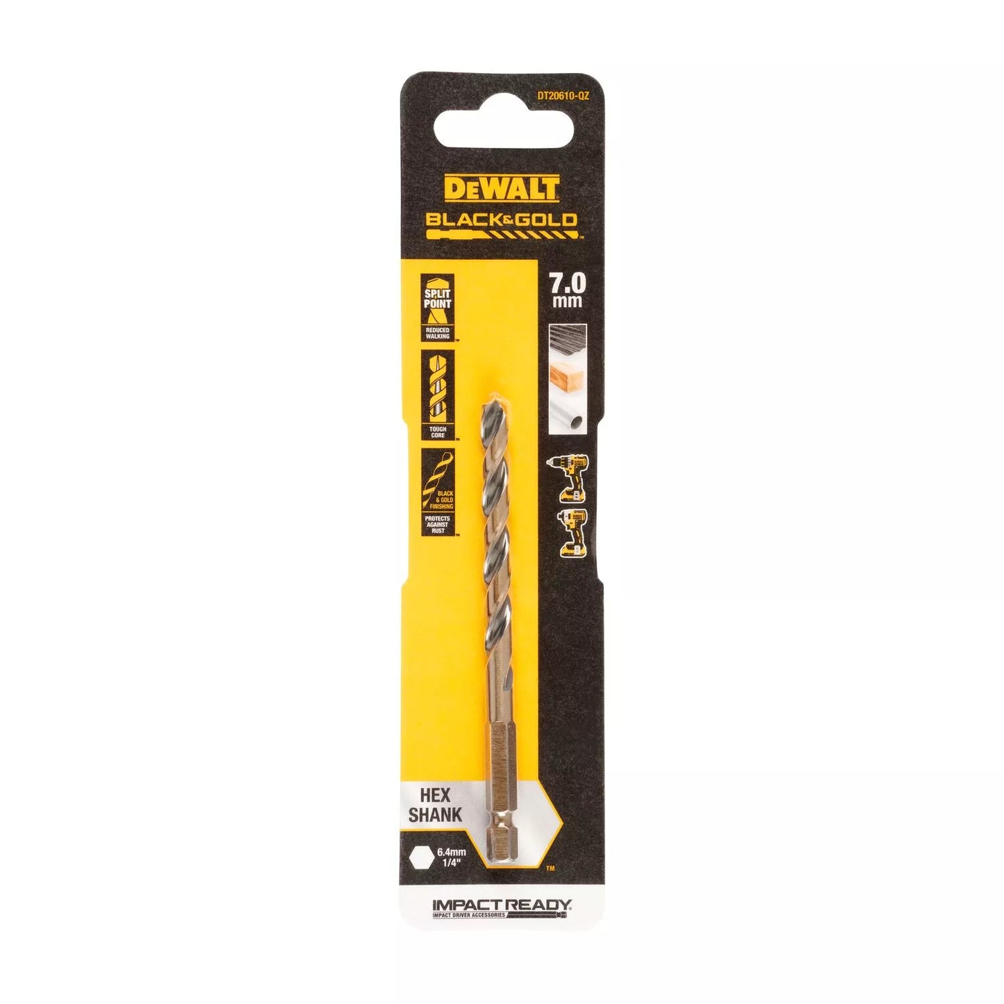 Grąžtas metalui HEX 1/4, 7,0 mm, DeWALT