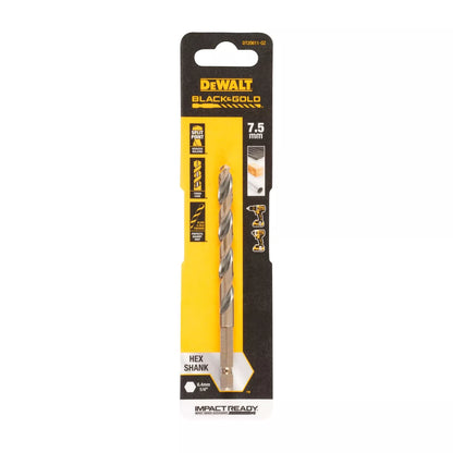 Grąžtas metalui HEX 1/4, 7,5 mm, DeWALT