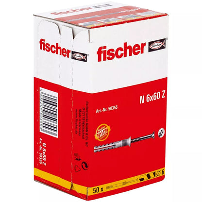 Kalamas kaištis N S 6x60/30 mm, Fischer 50 vnt.