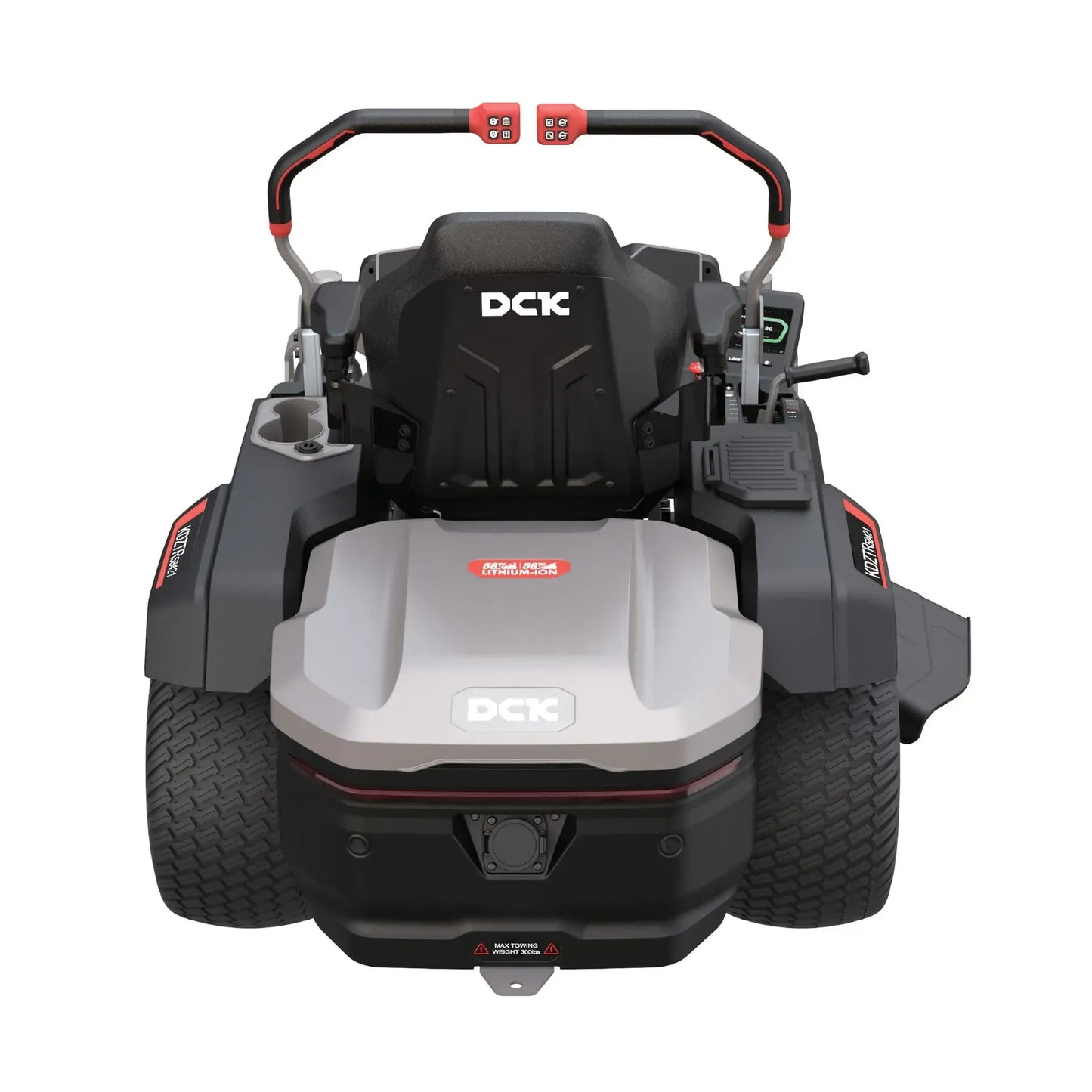 Limited Rinkinys Akumuliatorinis nulinio apsisukimo vejos traktorius 58V, 106 cm, DCK (1 x 40Ah + 2 x 7,5Ah  akumuliatoriai ir įkroviklis 1800W) ir universali krovimo stotelė 110-240V, 3600W, DCK