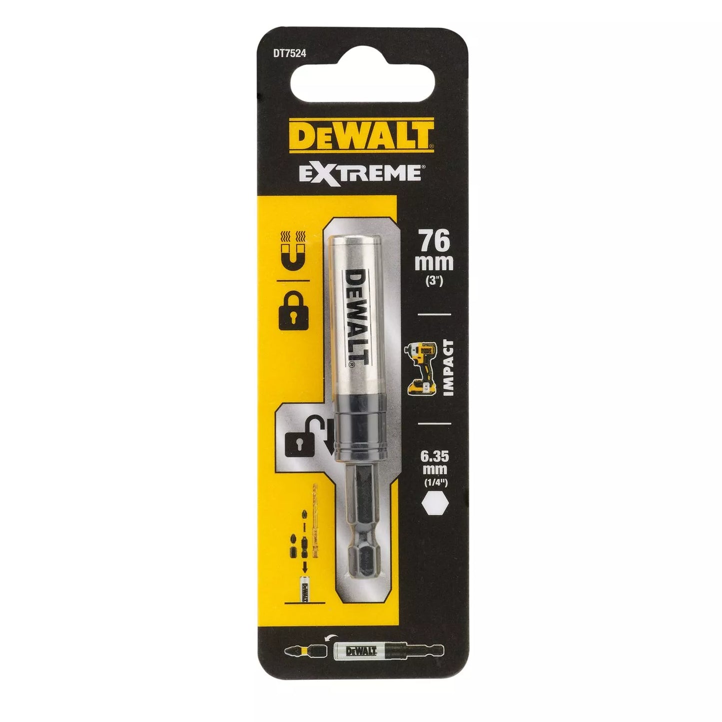 Magnetinis, rakinamas antgalių laikiklis 76 mm, DeWalt