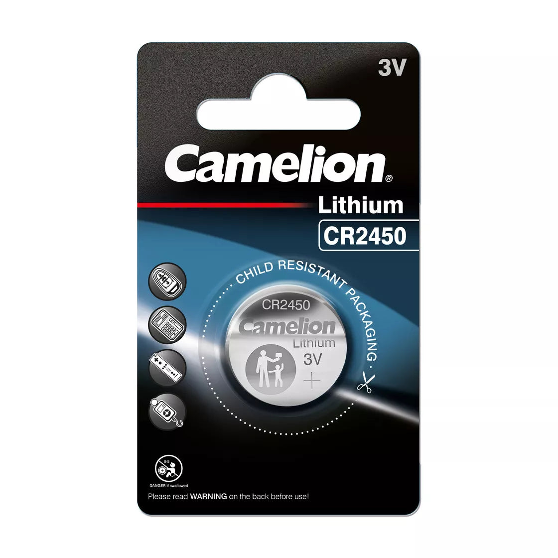 Mikro ličio elementas CR2450, 3V, CAMELION, 1 vnt.