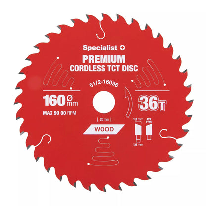 Pjovimo diskas 160x36Tx20mm, Cordless PREMIUM, SPECIALIST+