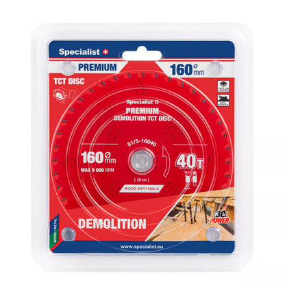 Pjovimo diskas 160x40Tx20mm, Demolition PREMIUM, SPECIALIST+
