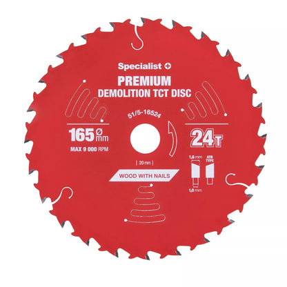 Pjovimo diskas 165x24Tx20mm, Demolition PREMIUM, SPECIALIST+