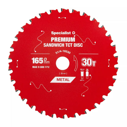 Pjovimo diskas 165x30Tx20mm, Sandwich PREMIUM, SPECIALIST+