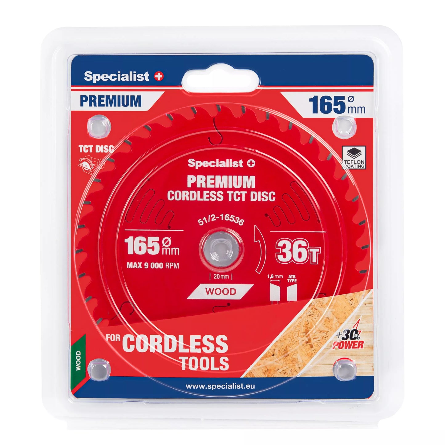Pjovimo diskas 165x36Tx20mm, Cordless PREMIUM, SPECIALIST+