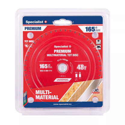 Pjovimo diskas 165x48Tx20mm, Multimaterial PREMIUM, SPECIALIST+