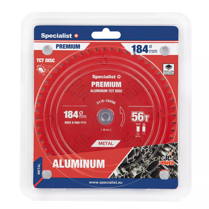 Pjovimo diskas 184x56Tx20/16mm, Aluminium PREMIUM, SPECIALIST+