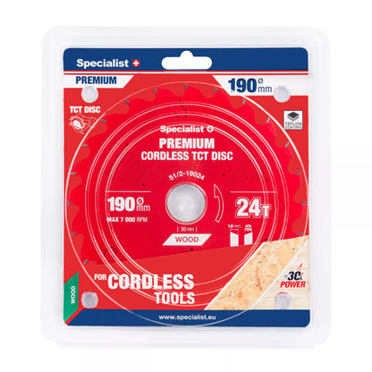 Pjovimo diskas 190x24Tx30mm, Cordless PREMIUM, SPECIALIST+