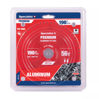Pjovimo diskas 190x56Tx30mm, Aluminium PREMIUM, SPECIALIST+