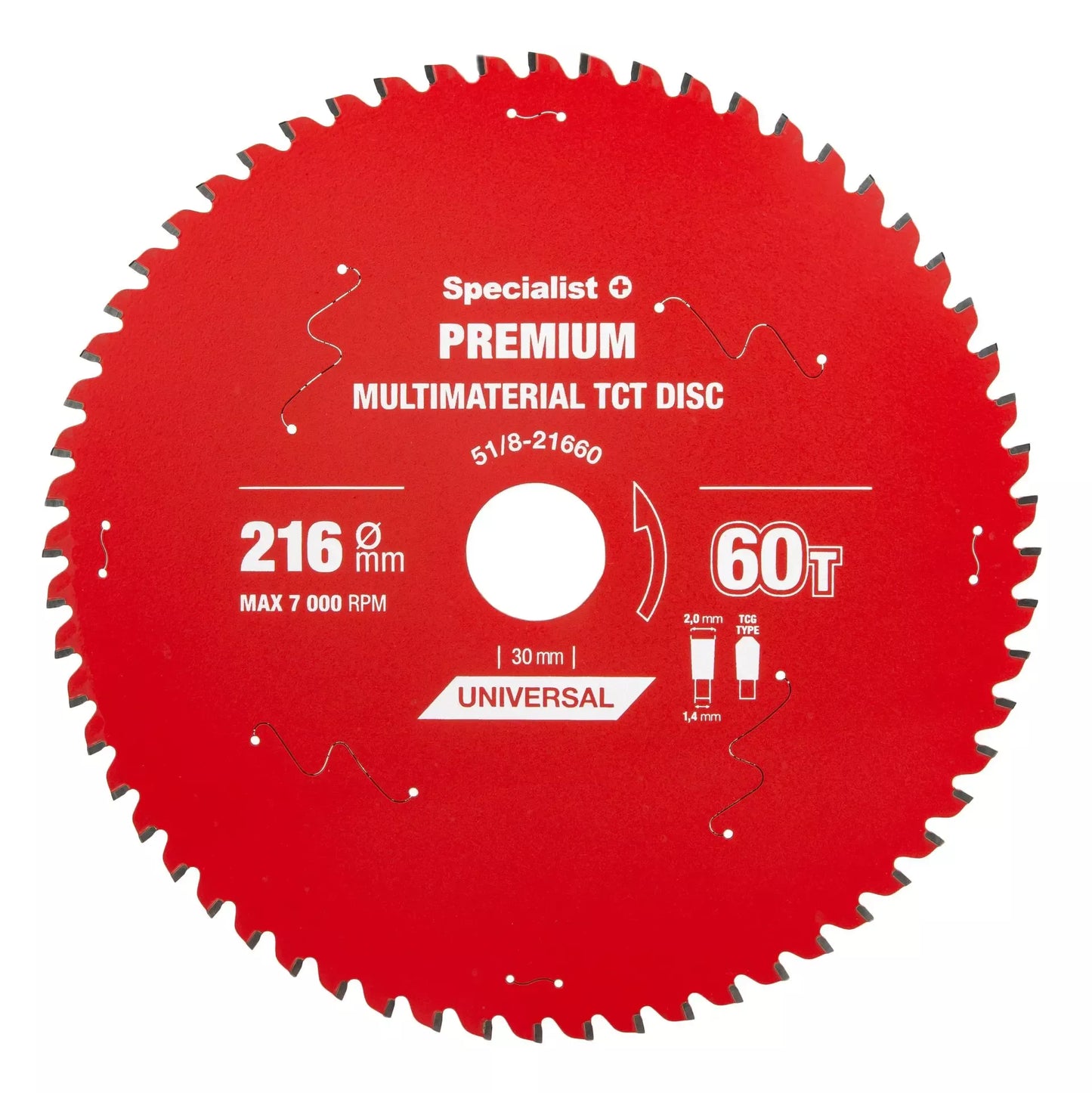 Pjovimo diskas 216x60Tx30mm, Multimaterial PREMIUM, SPECIALIST+