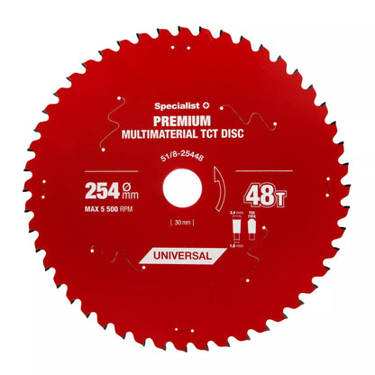 Pjovimo diskas 254x48Tx30mm, Multimaterial PREMIUM, SPECIALIST+