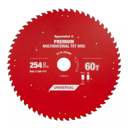 Pjovimo diskas 254x60Tx30mm, Multimaterial PREMIUM, SPECIALIST+