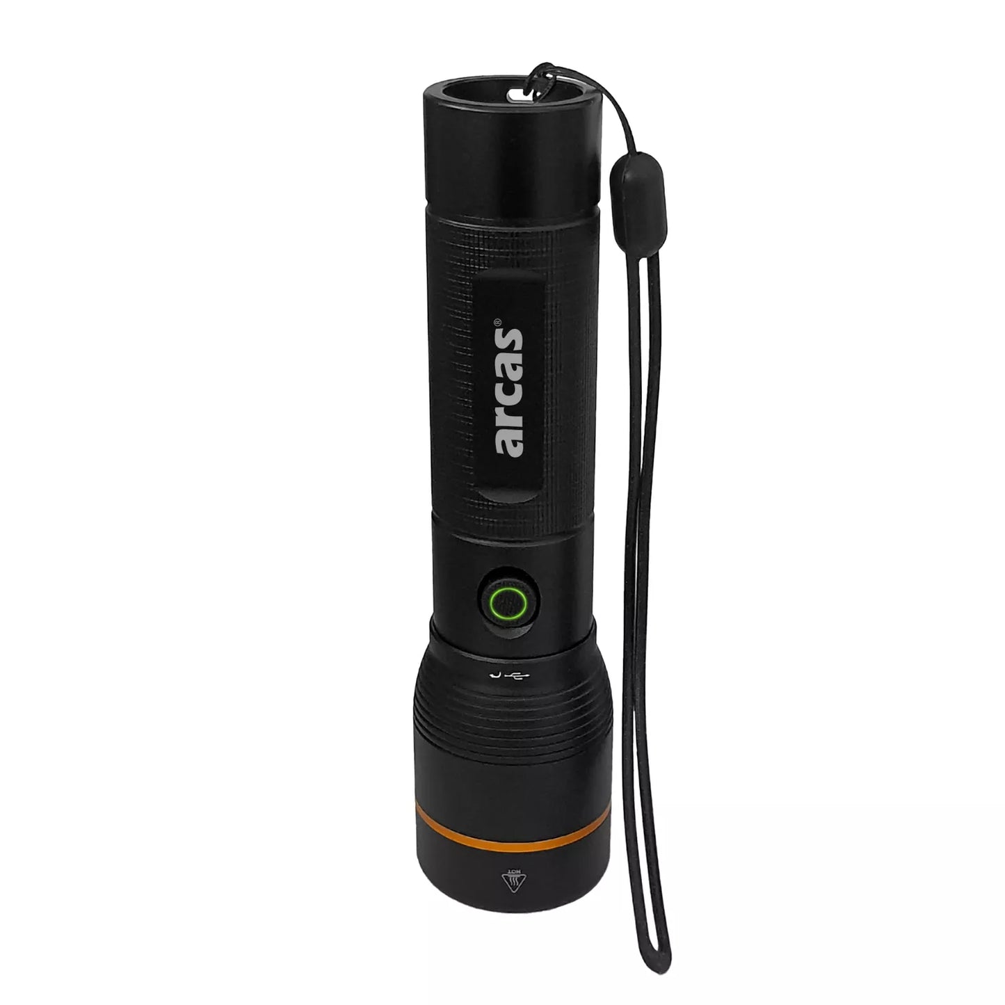 Rankinis žibintuvėlis, 2000lm, 20W, įkraunamas USB-C, juodas, ARCAS