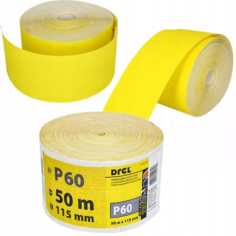 Šlifavimo popierius P60, 50 m ritinys, DREL