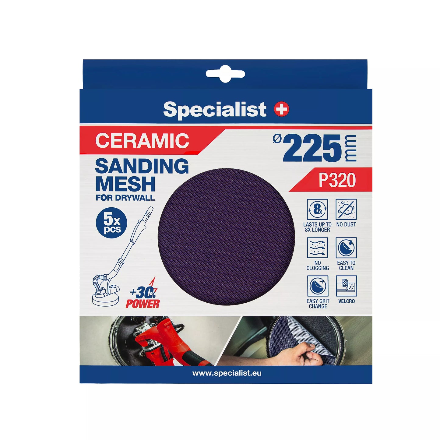 Specialist+ keramikinis tinklelis MESH, 225 mm, P320, 5 vnt.