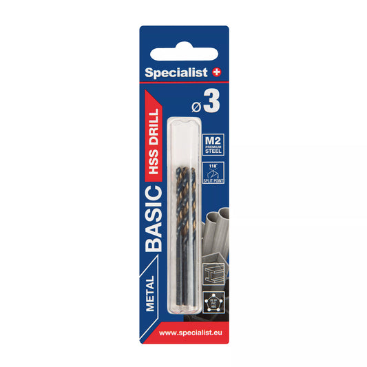 SPECIALIST+ metalo grąžtas BASIC, 3 mm, 3 vnt.