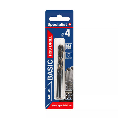 SPECIALIST+ metalo grąžtas BASIC, 4 mm, 2 vnt.