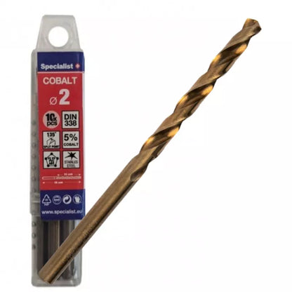 SPECIALIST+ metalo grąžtas COBALT, 2 mm, 10 vnt.