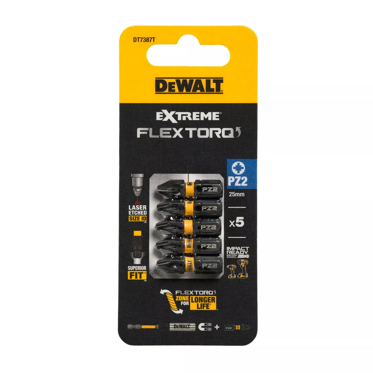 Sukimo antgaliukai FLEXTORQ PZ2, 25 mm, DeWALT, 5 vnt.