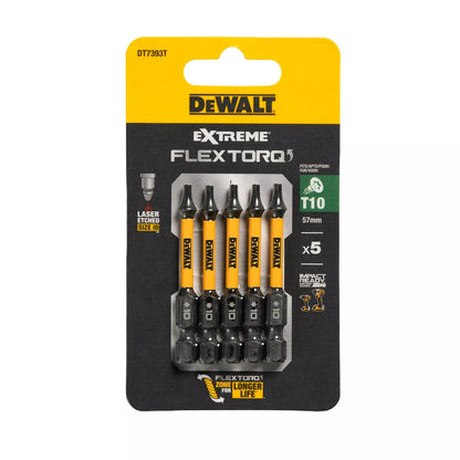 Sukimo antgaliukai FLEXTORQ T10 57 mm, DeWALT, 5 vnt.