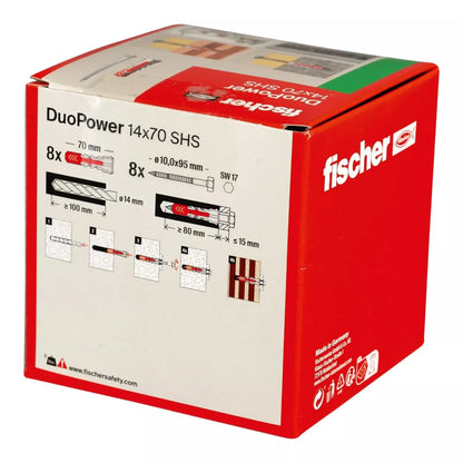 Universalus dvikomponentis kaištis DuoPower 14x70 S su varžtu, 8 vnt. FISCHER
